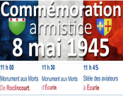Commémoration du 8 mai 1945, le jeudi 8 mai 2025 à Roclincourt 11h et Écurie 11h30 suivi d'un vin d'honneur à Écurie
